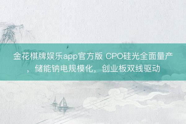 金花棋牌娱乐app官方版 CPO硅光全面量产,储能钠电规模化,创业板双线驱动